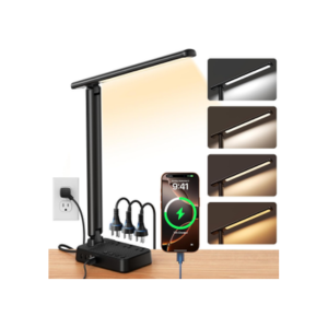 LED Desk Lamp with USB Ports and Outlets